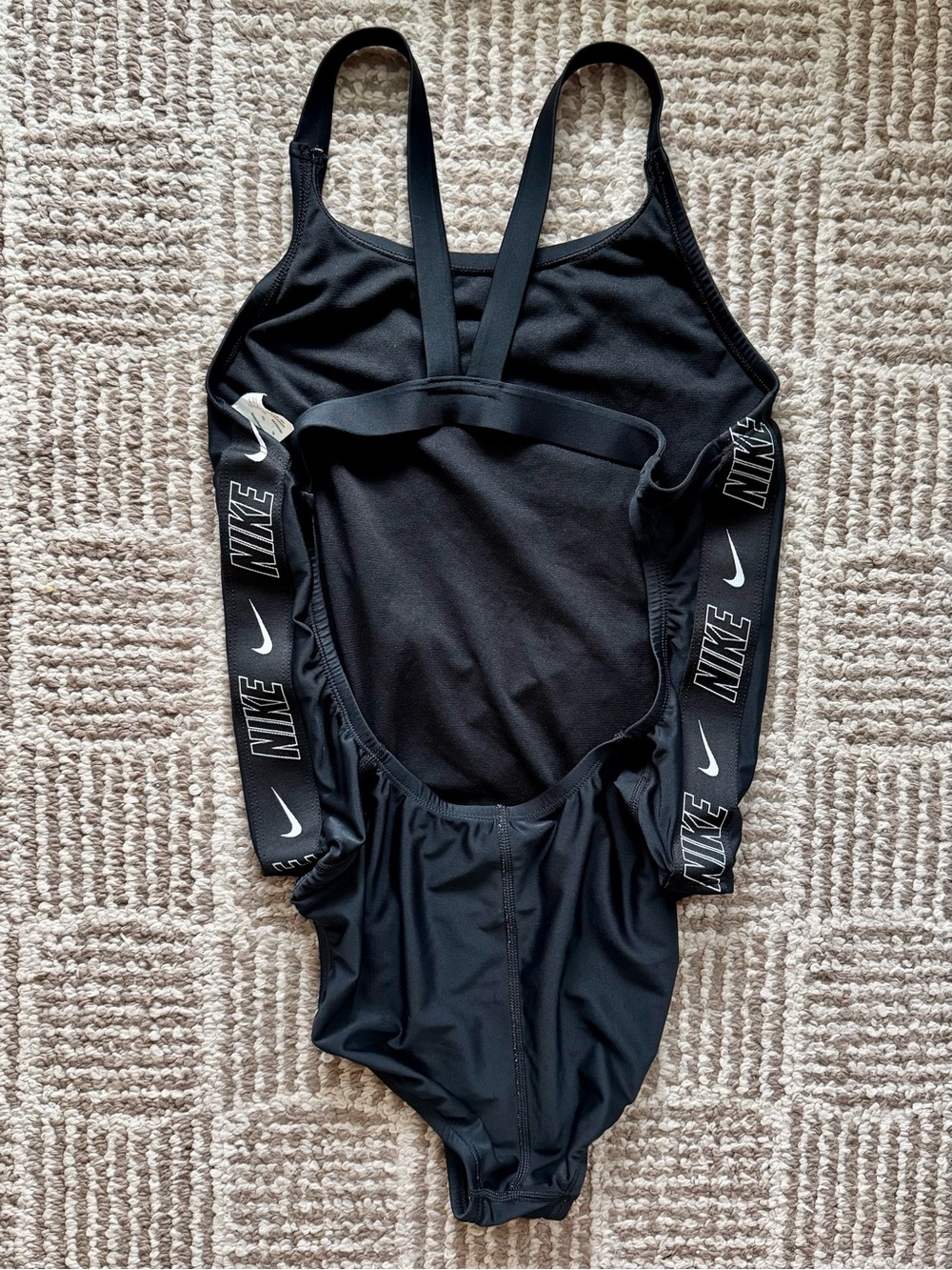 Nike Swim Fastback Tape One-Piece Swim Suit with White Logo Women’s XL Black - Picture 5 of 7